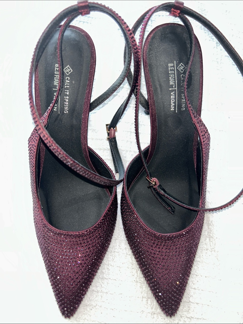 Call It Spring Women's Wine Pointed Slingback Heels